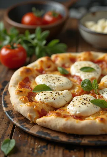 Pizza de ricotta recém-assada