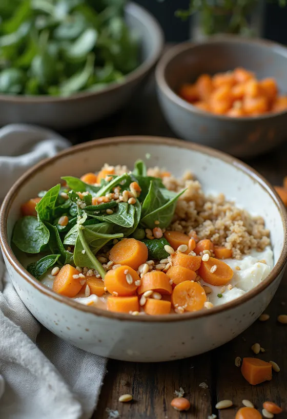 Buddha Bowl de creme de aipo picante servida
