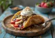 Taco de panqueca com chocolate e fruta
