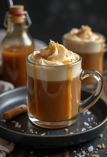 Sidra de caramelo salgado servida em copo