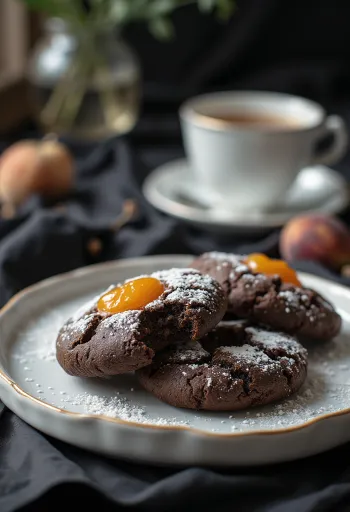 Bolachas linzer de cacau servidas