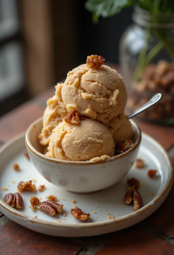 Gelado de Praliné servido