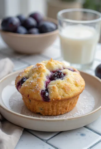 Muffins de ameixa servidos num prato