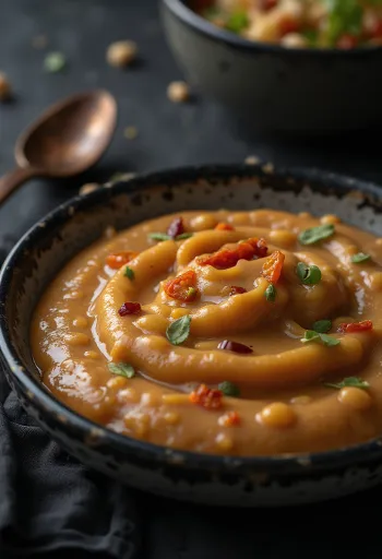 Molho de amendoim picante servido