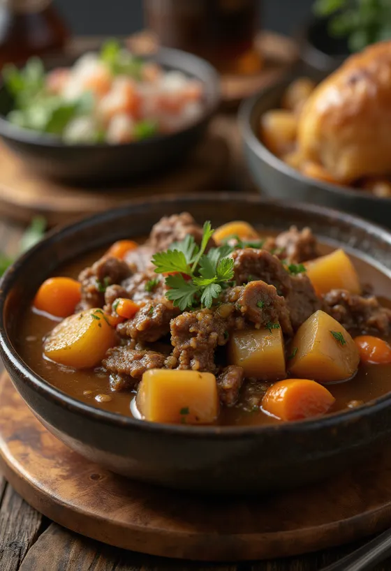 Estofado de carne com batatas e cenouras