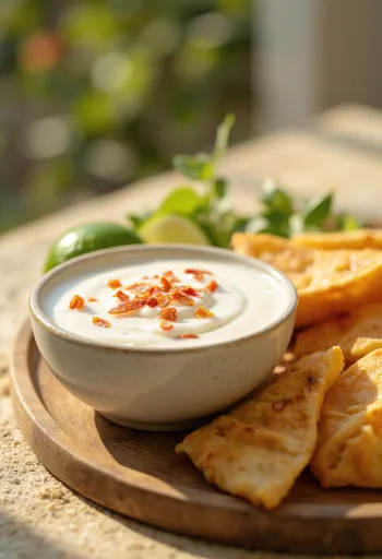 Molho de lima com leite de coco servido
