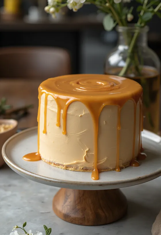Bolo de caramelo servido
