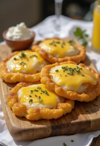 Sopaipilla chilena com queijo servida com natas azedas