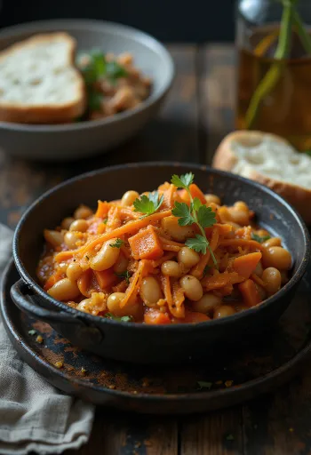 Chakalaka com gengibre, servido com legumes e feijão