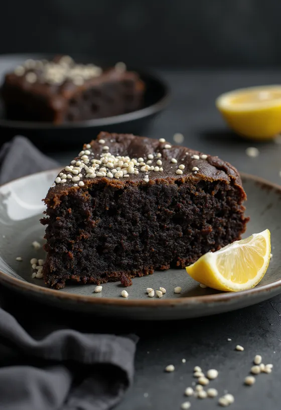 Bolo de sementes de papoila keto servido