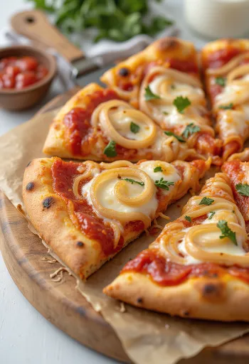Pizza con Cipolla com cebola e mozzarella