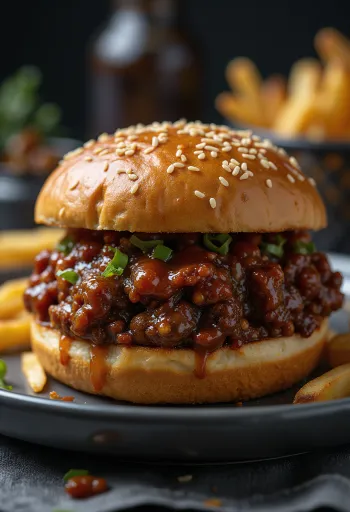 Sloppy Joe com molho BBQ, recheio rico de carne picada