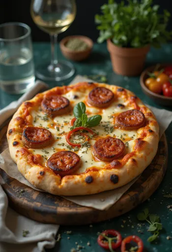Pizza Diavola Vegana com salsicha vegetal e chili