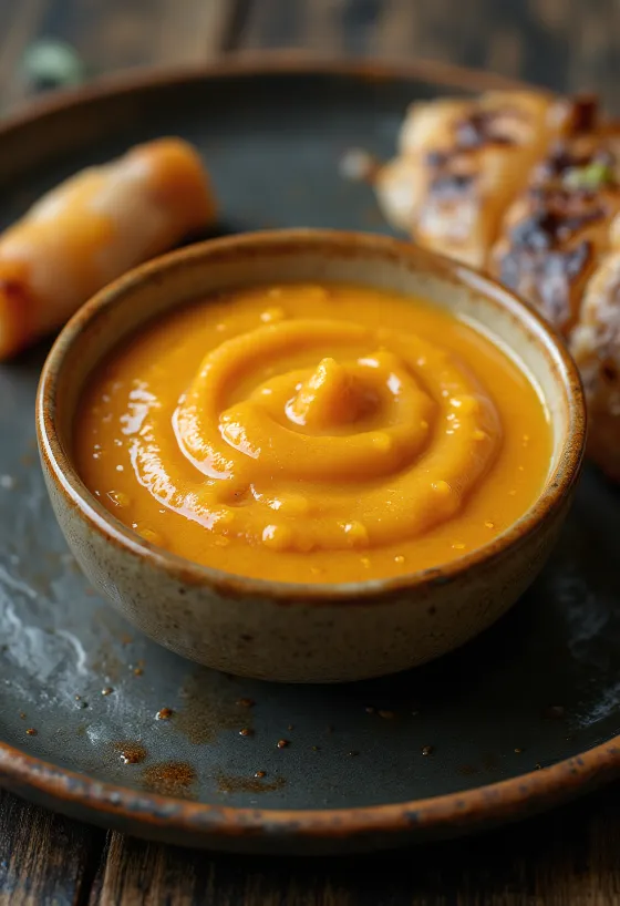 Molho de manteiga e lima com pimentão fumado servido numa molheira