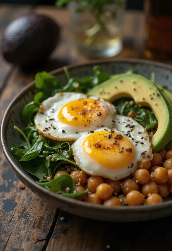 Buddha Bowl de beringela grelhada servida