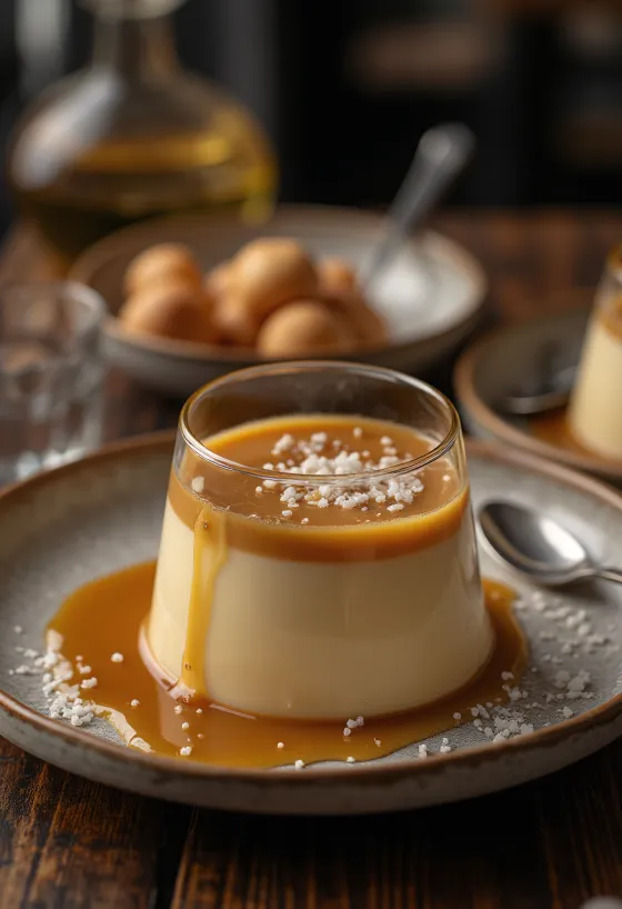 Panna cotta de caramelo salgado em copo