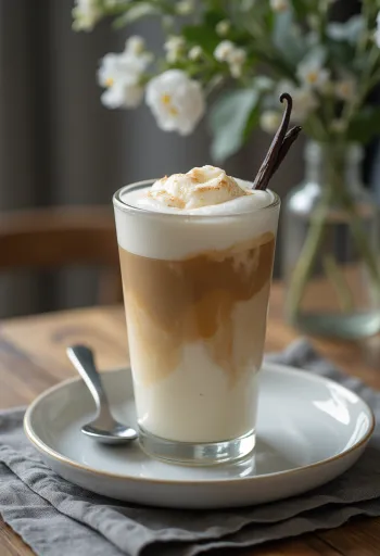 Latte de baunilha acabado de servir