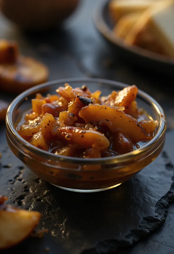 Chutney de maçã caramelizada grelhada BBQ servida