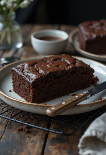 Bolo de chocolate clássico servido