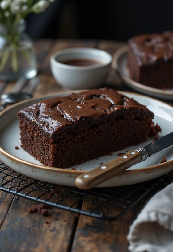 Bolo de chocolate clássico servido