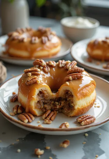 Donuts de tarte de noz-pecã servidos