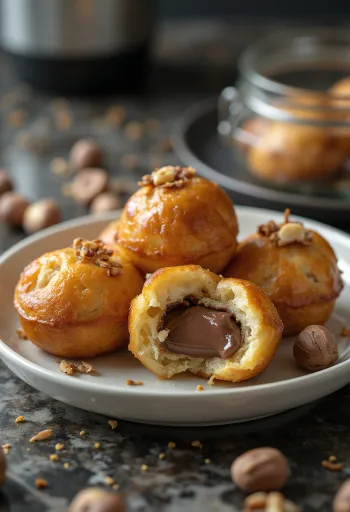 Æbleskiver com coração de Nutella derretida