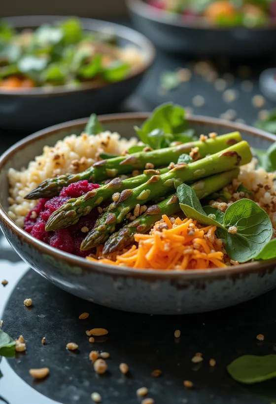 Buddha Bowl de Espargos Grelhados servida