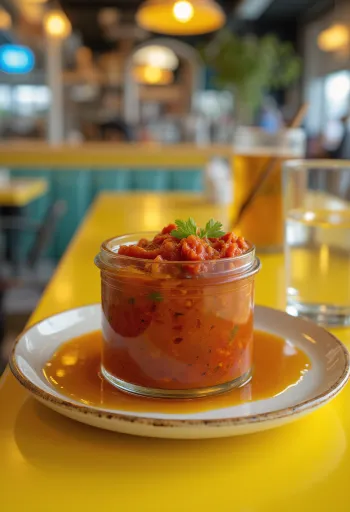 Molho Harissa servido com legumes grelhados