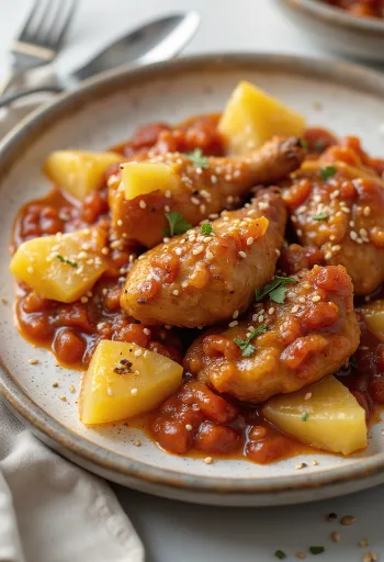 Mole manchamanteles servido com carne de frango, natas azedas e amêndoa