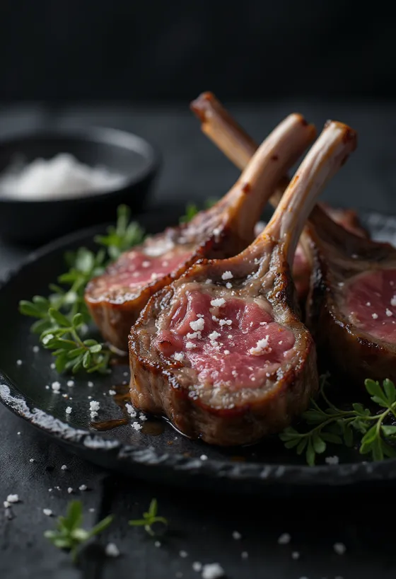 Costeletas de borrego com alecrim grelhadas