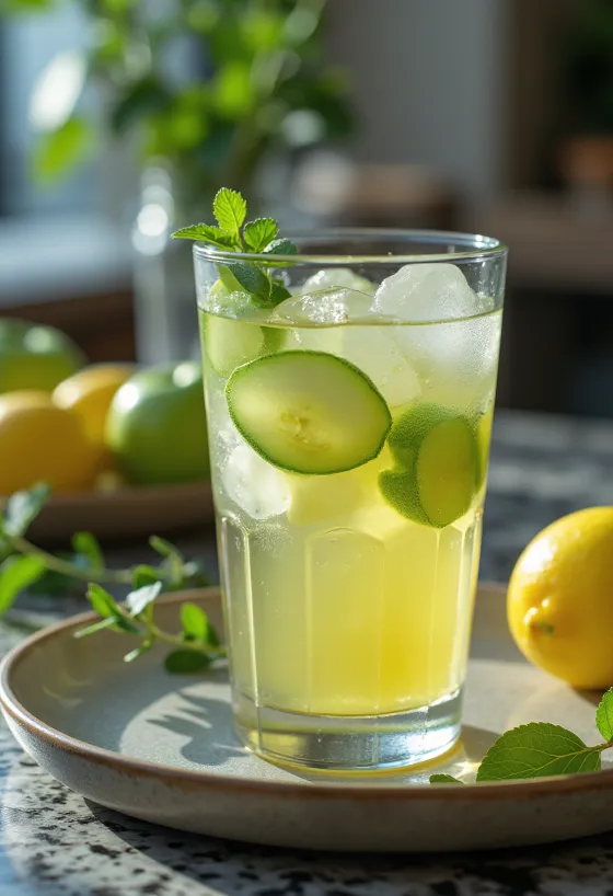 Sidra gelada de maçã verde acabada de servir