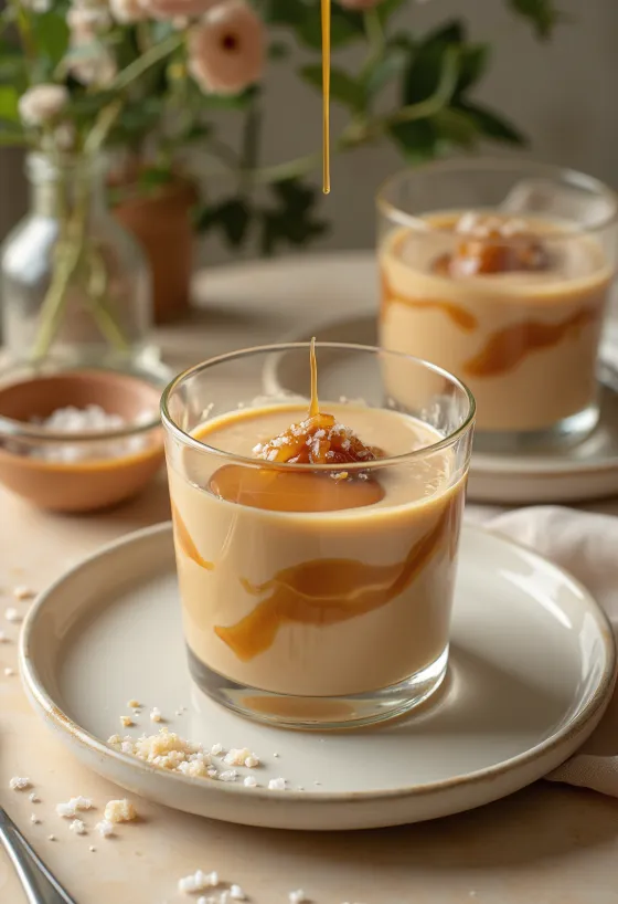 Parfait de caramelo salgado servido