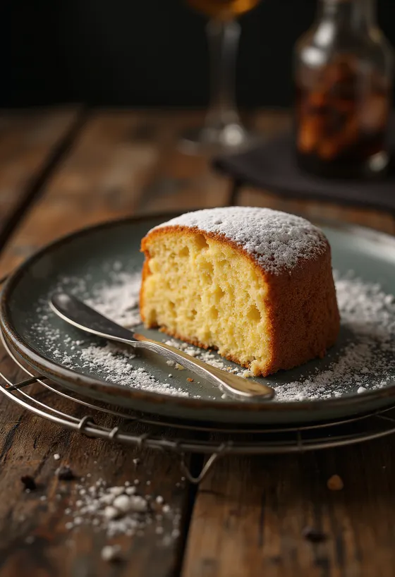 Bolo de manteiga queimada servido fatiado