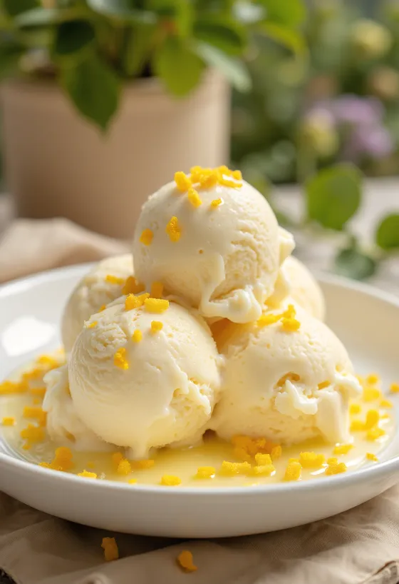 Gelado de bergamota servido