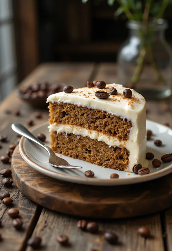 Bolo de café e mascarpone servido