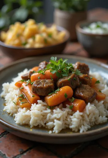 Bò kho com arroz