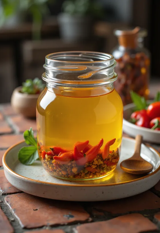 Ghee com chili, manteiga clarificada em molho picante