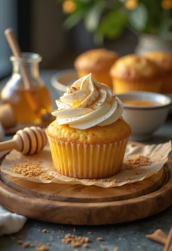 Cupcake de mel com creme de mascarpone