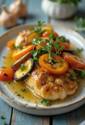 Bagna cauda cercada por uma variedade de legumes grelhados