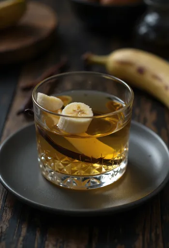 Licor de banana servido em garrafa