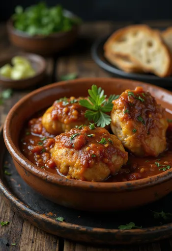 Mole ranchero servido com carne de frango, natas azedas e amêndoa