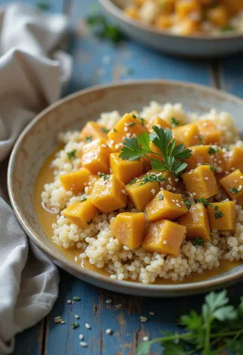 Caril de quinoa com abóbora e tahini