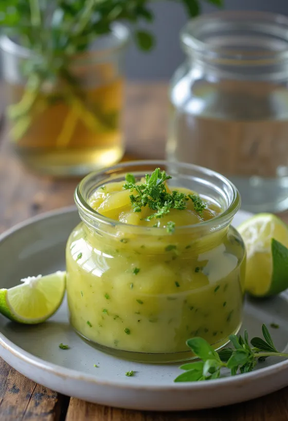 Chutney de tequila, lima e estragão servido