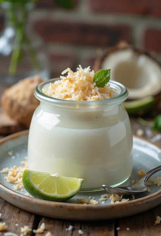 Panna cotta vegana de leite de coco em copo