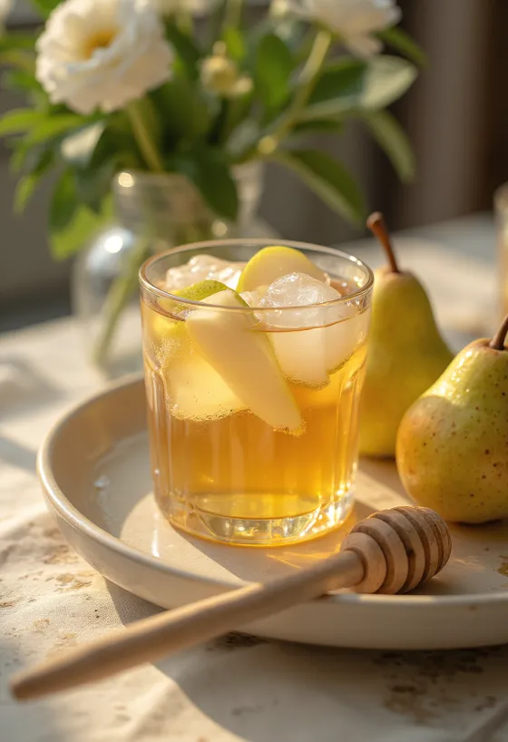 Sidra de pera irlandesa servida fresca