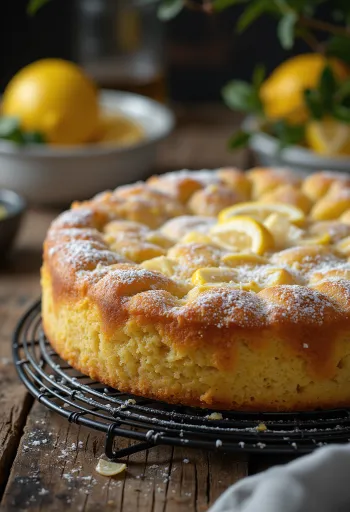 Bolo de limão com farinha de amêndoa servido
