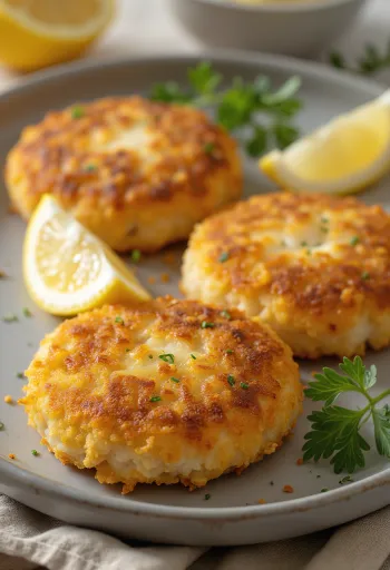 Korokke tradicional servido, com salsa fresca e limão