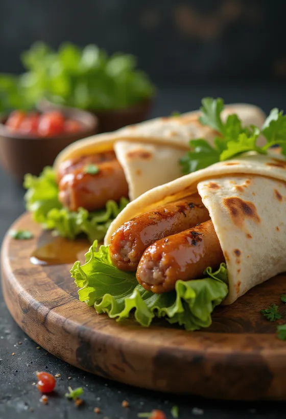 Wrap de hot dog servido