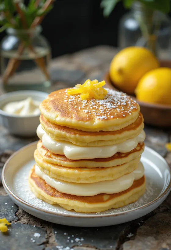Bolo de crepes de requeijão servido num prato