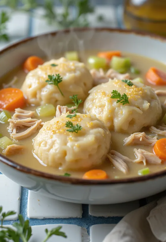 Chicken & Dumplings americano servido